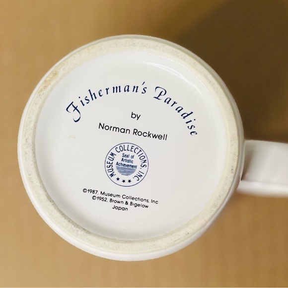Vintage Fisherman's Paradise Norman Rockwell 1987 Coffee Mug Museum Collection - Picture 4 of 4